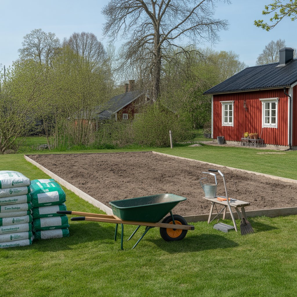 6.Hur mycket jord behovs for att anlagga en grasmatta